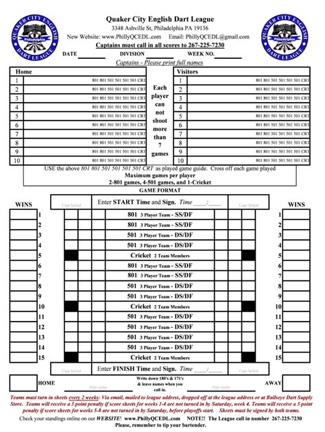 quaker city dart league standings|Schedule Quaker City English Dart League .